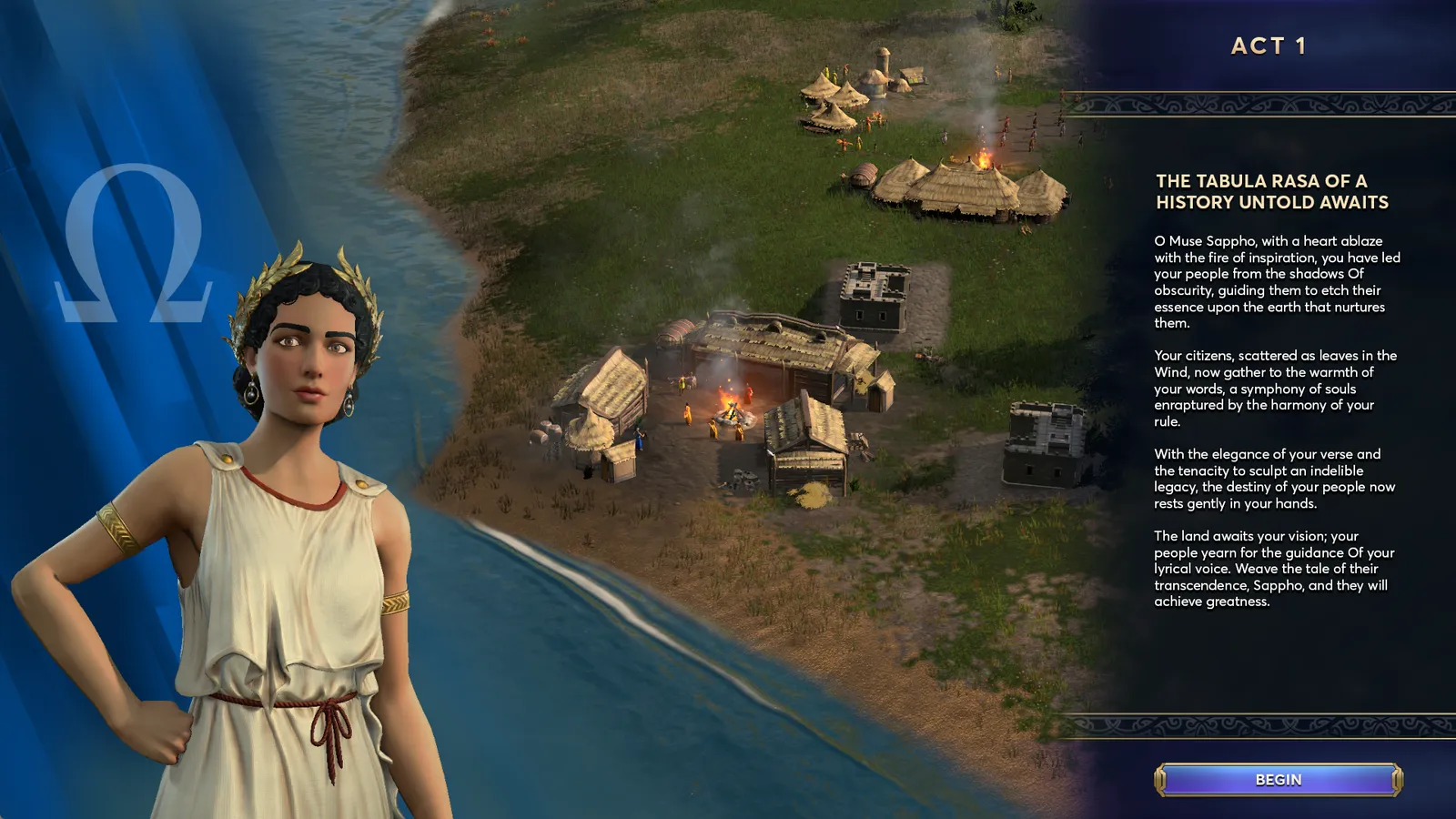 Act 1 narrative introduction screen