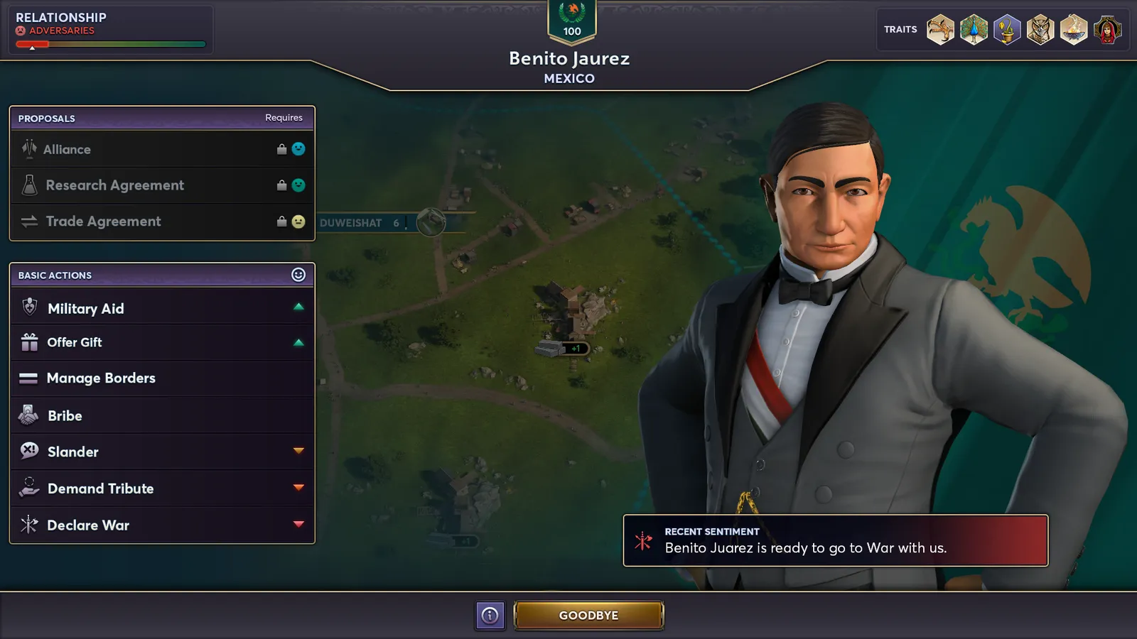 Diplomacy screen